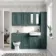 Midnight Green Wall Hung Cabinet 700x300mm - Brushed Brass Accents