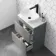 Trent Stone Grey Vanity Drawer with Marble Top & Curved Counter Top Basin 600mm