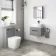 Avon Stone Grey Wall Hung Drawer Vanity with Marble Top & Curved Counter Top Basin 600mm - Black Accents