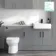 Harper Stone Grey Combination Vanity Basin with Marble Top & Miami Toilet 1500mm - Black Accents