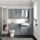 Monaco Dove Grey Combination Vanity Basin and Hudson Toilet with Wooden Seat 1500mm