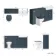Monaco Inky Blue Combination Vanity Basin and Hudson Toilet with Wooden Seat 1500mm