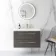 Elba Graphite Grey Wall Hung Basin Drawer Vanity 800mm - Brushed Brass Accents
