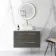 Elba Graphite Grey Wall Hung Drawer Vanity with Marble Top & Curved Counter Top Basin 800mm - Brushed Brass Accents
