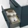 Elba Inky Blue Wall Hung Drawer Vanity with Marble Top & Curved Counter Top Basin 600mm - Black Accents