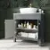 Bermuda Dove Grey Vanity with Marble Top & Curved Counter Top Basin 800mm - Brushed Brass Accents