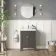 Bermuda Graphite Grey Basin Vanity 600mm - Brushed Brass Accents