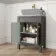Bermuda Graphite Grey Cabinet with Marble Top 600mm Excludes Counter Top Basin - Brushed Brass Accents