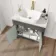Bermuda Graphite Grey Vanity with Marble Top & Curved Counter Top Basin 800mm - Brushed Brass Accents