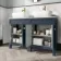 Bermuda Inky Blue Vanity with Marble Top & Curved Counter Top Basin 1200mm - Brushed Brass Accents