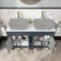 Bermuda Inky Blue Cabinet with Marble Top 1200mm Excludes Counter Top Basins - Brushed Brass Accents