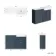 Monaco Inky Blue Combination Vanity Traditional Basin with Marble Top 1200mm (Excludes Pan & Cistern) - Brushed Brass Accents