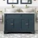 Lucia Inky Blue Double Vanity with Marble Top & Oval Counter Top Basin 1200mm - Brushed Brass Accents