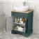 Lucia Midnight Green Vanity with Oak Effect Top & Curved Counter Top Basin 640mm