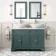 Lucia Midnight Green Double Vanity with Marble Top & Oval Counter Top Basin 1200mm - Brushed Brass Accents