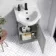 Quartz Stone Grey Cloakroom Vanity with Semi Recessed Basin 450mm - Black Accents