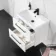 Elba Gloss White Wall Hung Basin Drawer Vanity 600mm - Black Accents