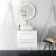 Elba Gloss White Wall Hung Drawer Vanity with Marble Top & Curved Counter Top Basin 600mm - Brushed Brass Accents