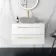 Elba Gloss White Wall Hung Drawer 800mm Excludes Counter Top Basin - Brushed Brass Accents