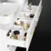 Elba Gloss White Double Wall Hung Drawer Vanity with Marble Top & Curved Basin 1200mm - Brushed Brass Accents