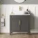 Bermuda Graphite Grey Vanity with Marble Top & Curved Counter Top Basin 800mm - Brass Knurled Handles