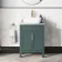 Bermuda Midnight Green Vanity with Marble Top & Curved Counter Top Basin 600mm - Brass Knurled Handles