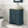 Lucia Inky Blue Vanity with Oak Effect Top & Oval Counter Top Basin 640mm - Brass Knurled Handles