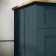 Lucia Inky Blue Vanity with Oak Effect Top & Curved Counter Top Basin 640mm - Brass Knurled Handles