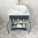 Lucia Inky Blue Vanity with Marble Top & Curved Counter Top Basin 640mm - Brass Knurled Handles