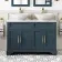 Lucia Inky Blue Double Vanity with Marble Top & Oval Counter Top Basin 1200mm - Brass Knurled Handles
