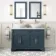 Lucia Inky Blue Double Vanity with Marble Top & Oval Counter Top Basin 1200mm - Brass Knurled Handles