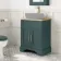 Lucia Midnight Green Cabinet with Oak Effect Top 640mm (Excludes Counter Top Basin) - Brass Knurled Handles