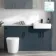 Harper Navy Blue Combination Vanity Basin with Marble Top & Boston Toilet 1500mm - Black Accents