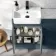 Harper Navy Blue Combination Vanity Basin with Marble Top & Tucson Toilet 1000mm - Black Accents