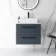 Elba Inky Blue Wall Hung Drawer Vanity with Marble Top & Cody Basin 600mm - Black Accents