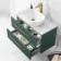 Elba Midnight Green Wall Hung Drawer Vanity with Marble Top & Curved Counter Top Basin 800mm - Brushed Brass Accents