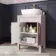 Bermuda Cashmere Pink Vanity with Marble Top & Curved Counter Top Basin 600mm - Brass Knurled Handles