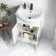 Quartz Gloss White Vanity with Semi Recessed Basin 550mm - Black Accents