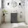 Milos Slate Grey Basin Vanity 500mm - Brushed Handles