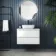 Corsica Gloss White Wall Hung Drawer Vanity with Marble Top & Curved Counter Top Basin 800mm