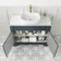 Lucia Inky Blue Vanity with Marble Top & Curved Counter Top Basin 1030mm - Brass Knurled Handles