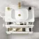 Omaha Gloss White Wall Hung Drawer Vanity with Marble Top & Marin Basin 800mm - Brushed Brass Accents