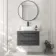 Omaha Slate Grey Wall Hung Drawer Vanity with Marble Top & Curved Counter Top Basin 800mm - Black Accents