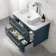 Omaha Navy Blue Wall Hung Drawer Vanity with Marble Top & Marin Basin 800mm