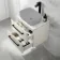 Omaha Linen White Wall Hung Drawer Vanity with Marble Top 600mm (Excludes Counter Top Basin) - Black Accents