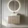 Crete Fluted Apex Oak Wall Hung Drawer Vanity with Marble Top & Curved Basin 800mm