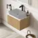 Malta Fluted Country Oak Wall Hung Drawer Vanity with Marble Top 600mm - Excludes Counter Top Basin