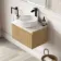 Malta Fluted Country Oak Wall Hung Drawer Vanity with Marble Top & Nevis Basin 600mm