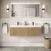 Malta Fluted Country Oak Wall Hung Double Basin Drawer Vanity 1200mm