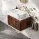 Malta Fluted Black Walnut Wall Hung Drawer Vanity with Marble Top & Marin Basin 600mm